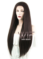 28" Straight Yaki Dark Brown Lace Front Synthetic Wig LF624J