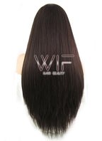 28" Straight Yaki Dark Brown Lace Front Synthetic Wig LF624J