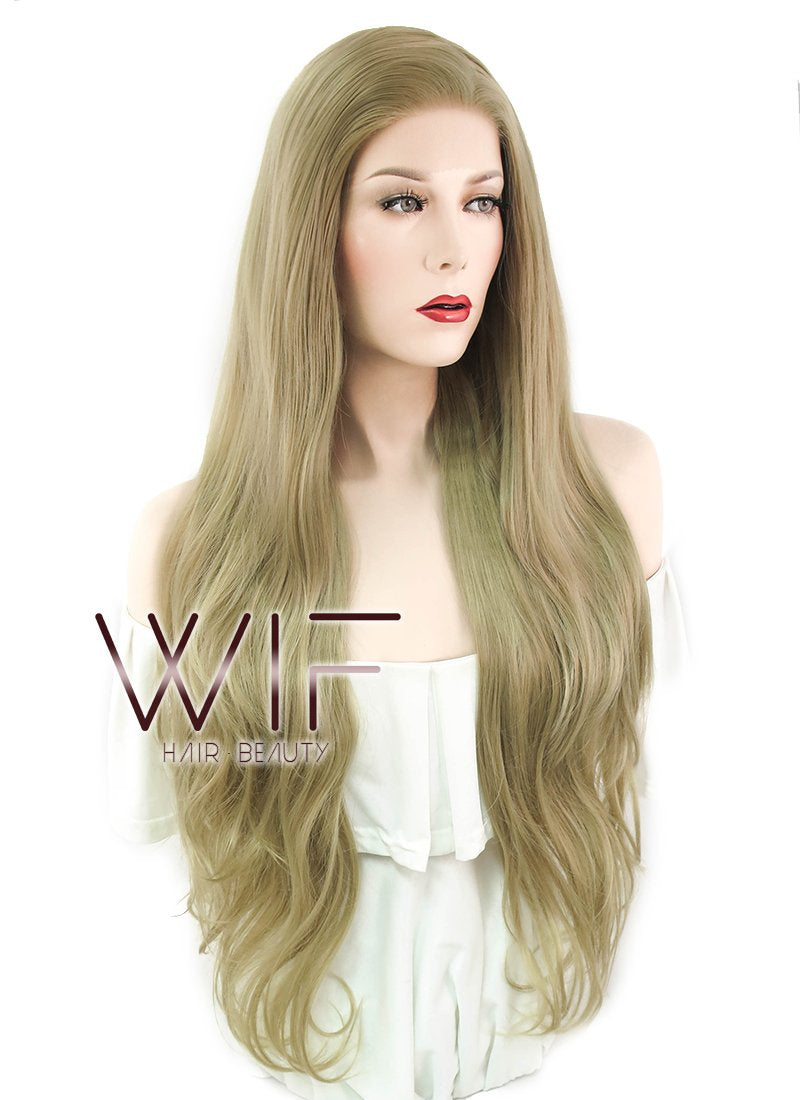 28" Wavy Mixed Blonde Lace Front Synthetic Wig LF633