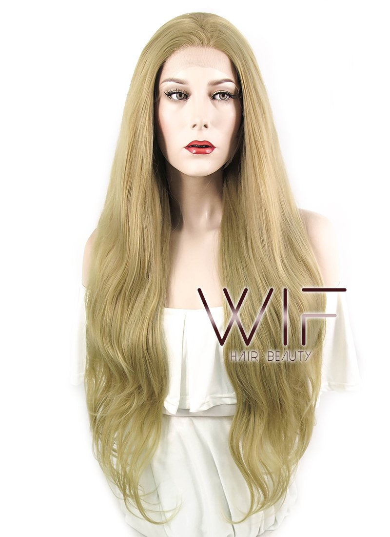 28" Wavy Ash Blonde Lace Front Synthetic Wig LF640A
