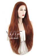 28" Wavy Reddish Brown Lace Front Synthetic Wig LF640C