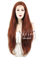 28" Wavy Reddish Brown Lace Front Synthetic Wig LF640C