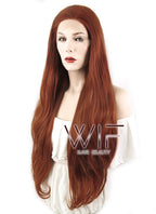 28" Wavy Reddish Brown Lace Front Synthetic Wig LF640C