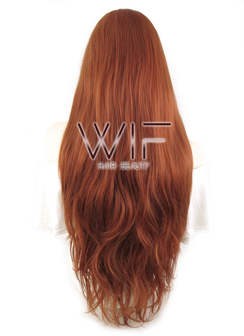 28" Wavy Reddish Brown Lace Front Synthetic Wig LF640C