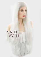 28" Wavy Platinum White Lace Front Synthetic Wig LF640H