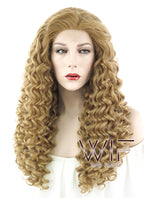 26" Long Spiral Golden Blonde Lace Front Synthetic Hair Wig LF633O