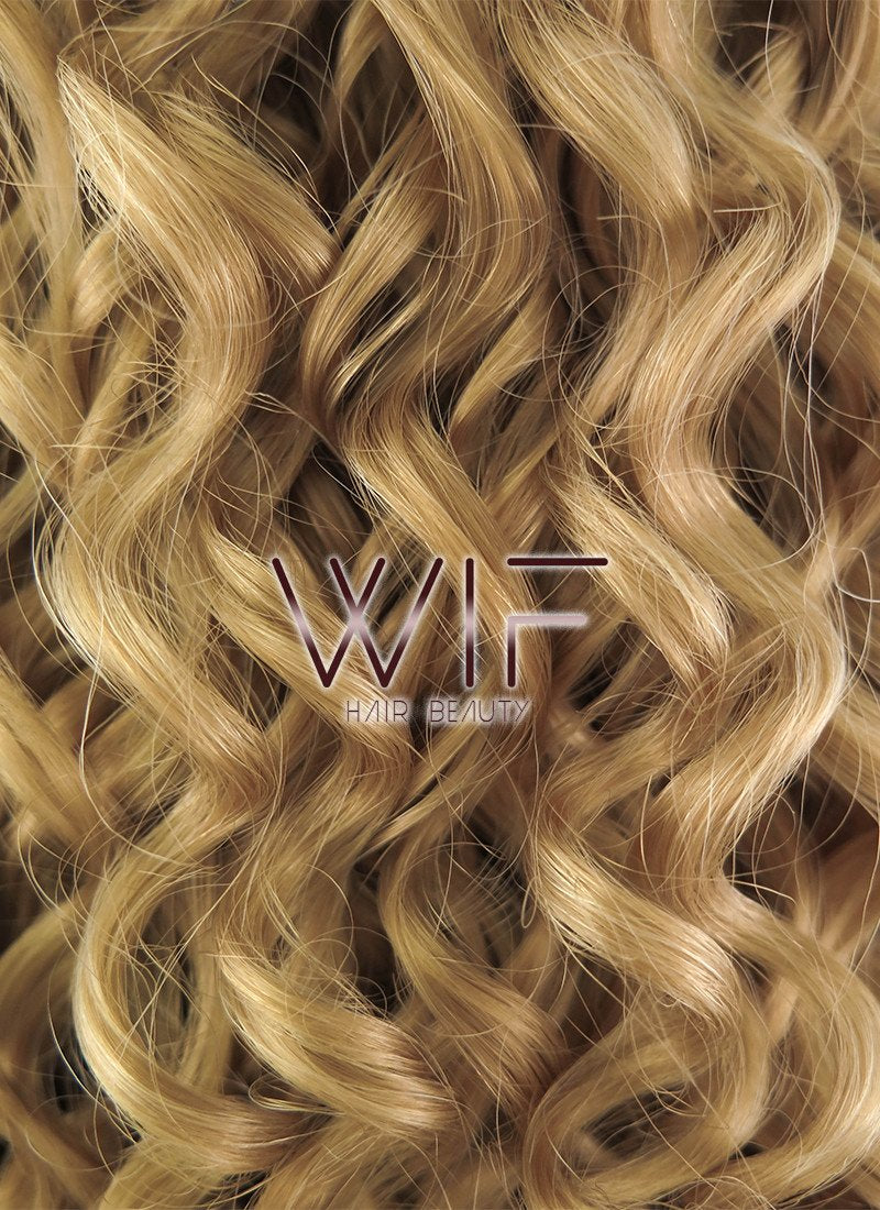 26" Long Spiral Golden Blonde Lace Front Synthetic Hair Wig LF633O