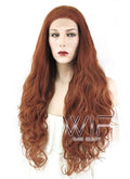 28" Wavy Reddish Brown Lace Front Synthetic Wig LF667D