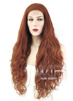 28" Wavy Reddish Brown Lace Front Synthetic Wig LF667D