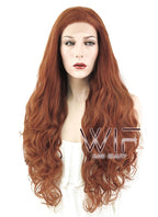 28" Wavy Reddish Brown Lace Front Synthetic Wig LF667D