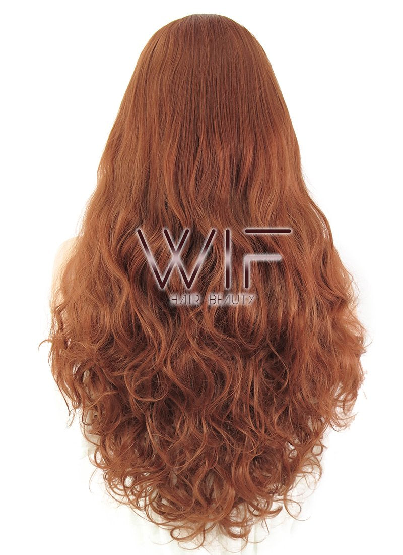 28" Wavy Reddish Brown Lace Front Synthetic Wig LF667D