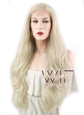 28" Wavy Platinum Blonde Lace Front Synthetic Wig LF667F