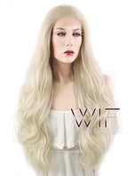 28" Wavy Platinum Blonde Lace Front Synthetic Wig LF667F