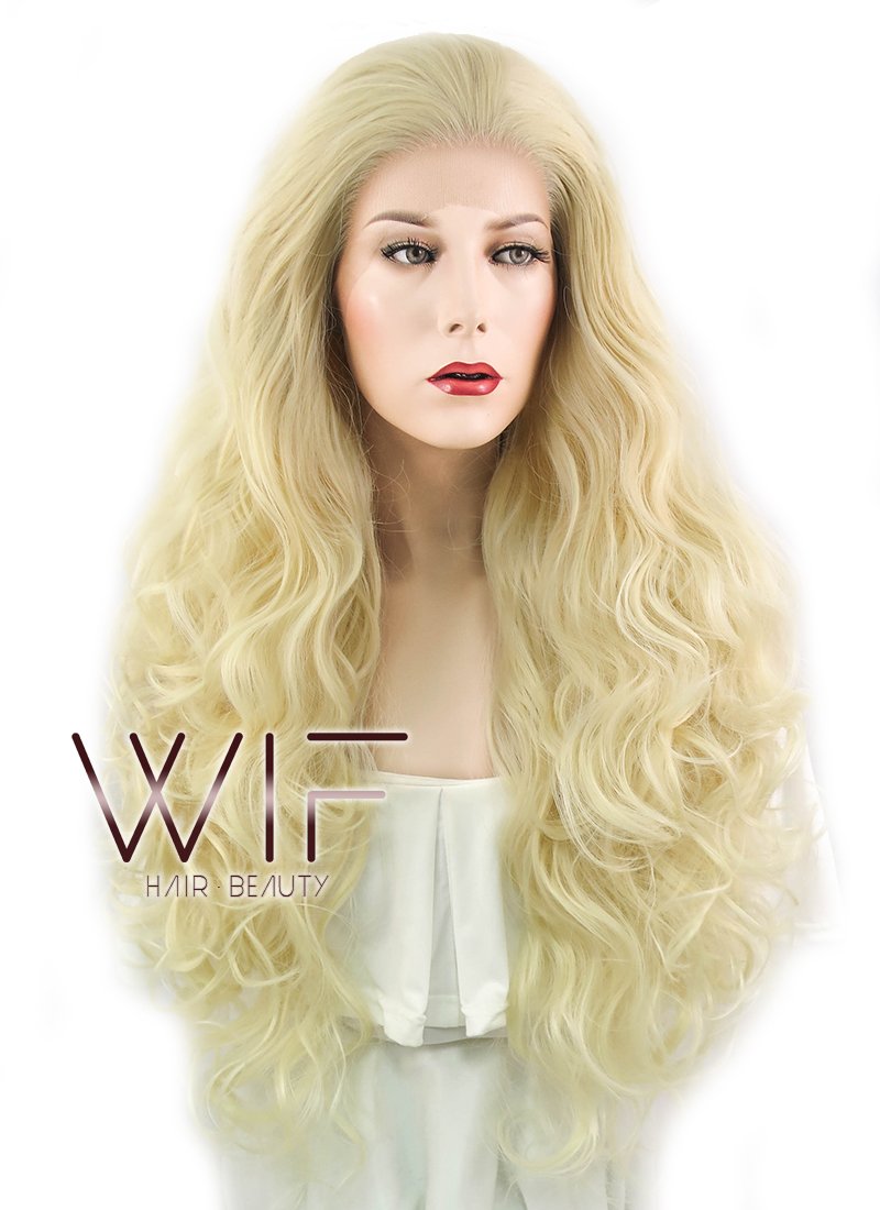 28" Wavy Blonde Lace Front Synthetic Wig LF667H