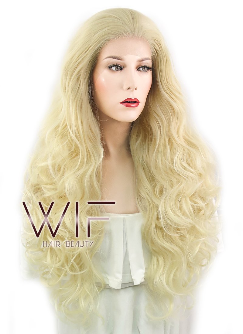 28" Wavy Blonde Lace Front Synthetic Wig LF667H