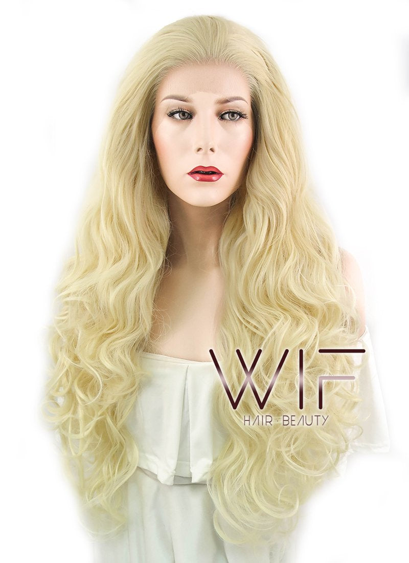 28" Wavy Blonde Lace Front Synthetic Wig LF667H