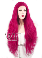 28" Wavy Magenta Lace Front Synthetic Wig LF667M