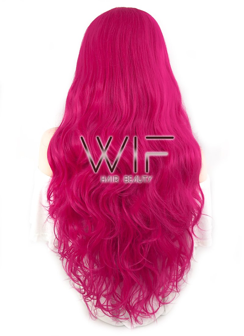 28" Wavy Magenta Lace Front Synthetic Wig LF667M