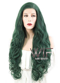 28" Wavy Deep Sea Green Lace Front Synthetic Wig LF667V