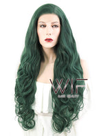 28" Wavy Deep Sea Green Lace Front Synthetic Wig LF667V