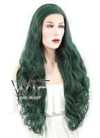 28" Wavy Deep Sea Green Lace Front Synthetic Wig LF667V