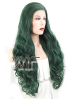 28" Wavy Deep Sea Green Lace Front Synthetic Wig LF667V