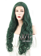 28" Wavy Deep Sea Green Lace Front Synthetic Wig LF667V