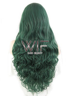 28" Wavy Deep Sea Green Lace Front Synthetic Wig LF667V