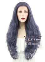 28" Wavy Purplish Grey Lace Front Synthetic Wig LF667