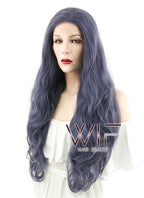 28" Wavy Purplish Grey Lace Front Synthetic Wig LF667
