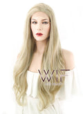 24" / 28" Wavy Mixed Ash Blonde Lace Front Synthetic Wig LF675