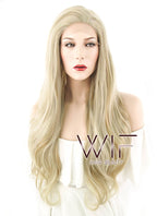 24" / 28" Wavy Mixed Ash Blonde Lace Front Synthetic Wig LF675