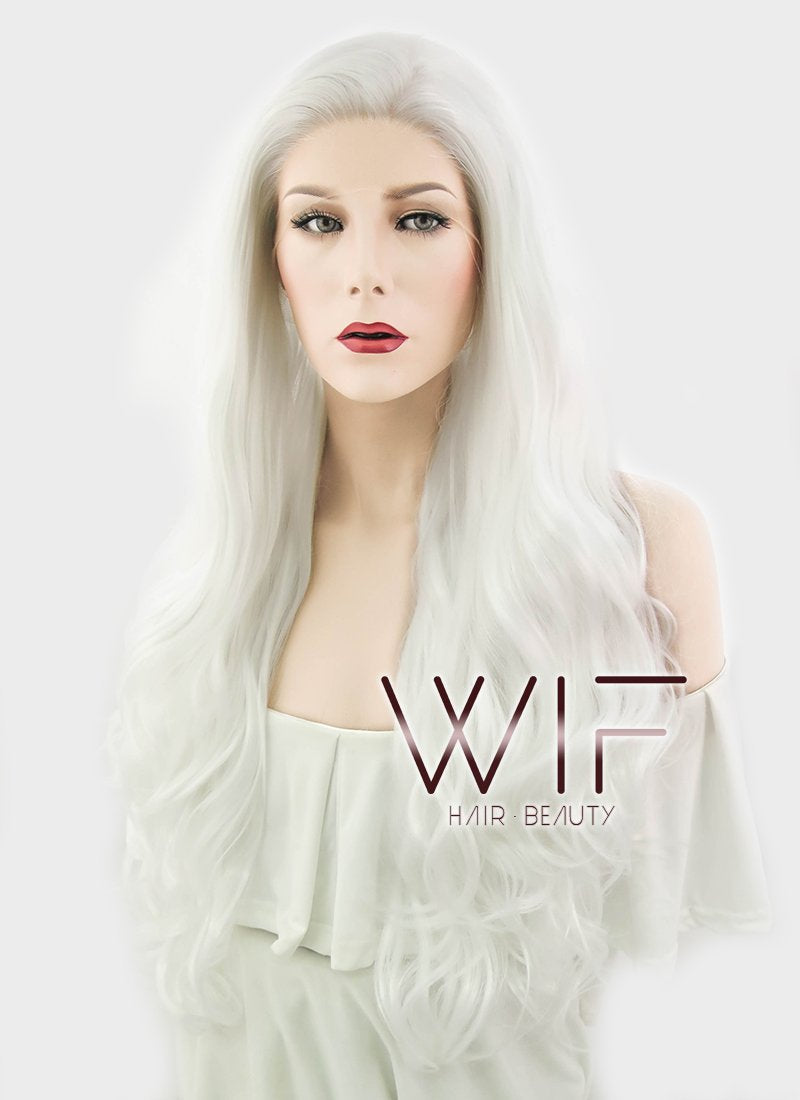 28" Wavy White Lace Front Synthetic Wig LF686C