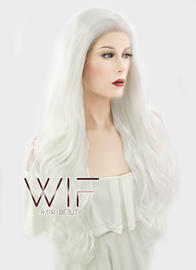 28" Wavy White Lace Front Synthetic Wig LF686C