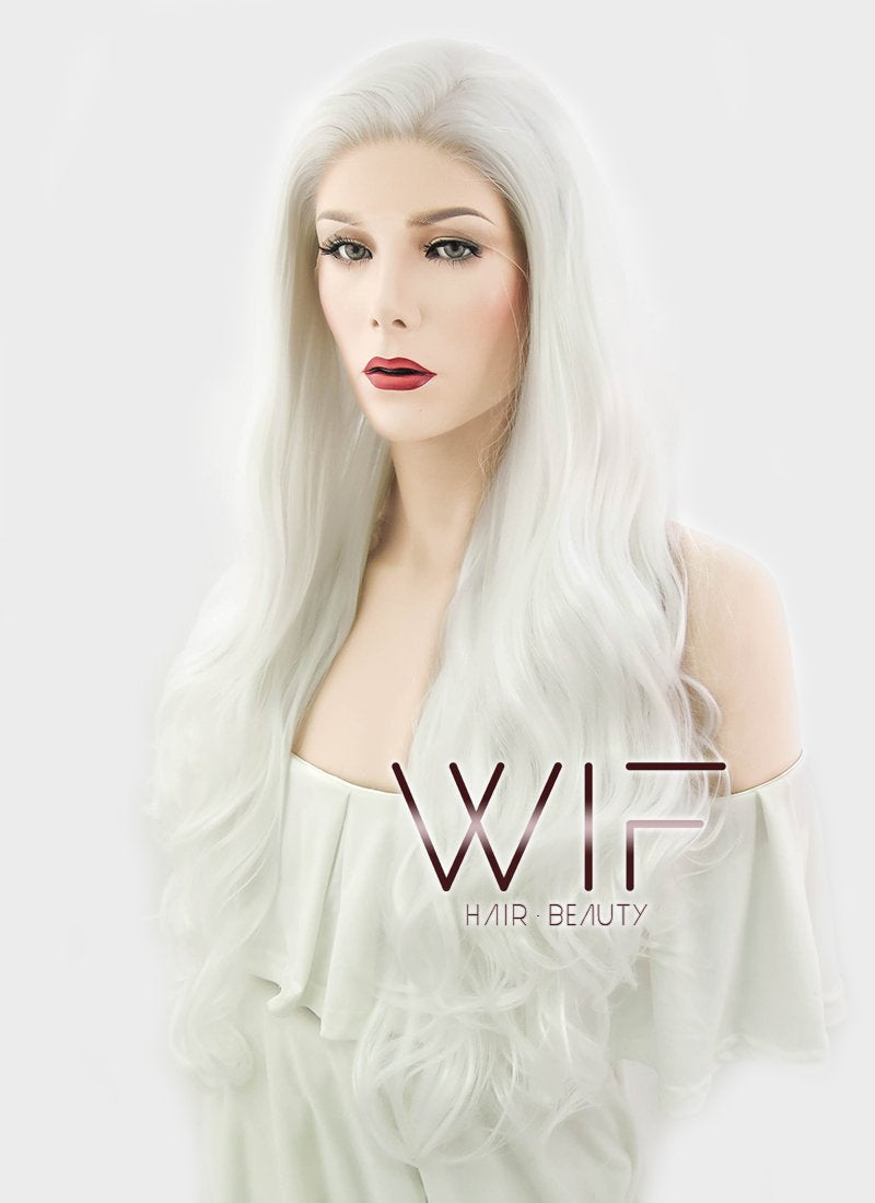 28" Wavy White Lace Front Synthetic Wig LF686C