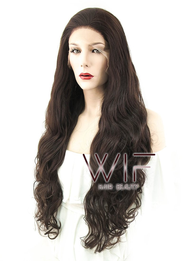 28" Wavy Brown Lace Front Synthetic Wig LF686D