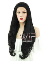28" Wavy Black Lace Front Synthetic Wig LF686