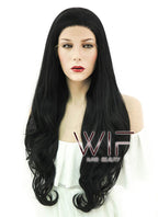 28" Wavy Black Lace Front Synthetic Wig LF686