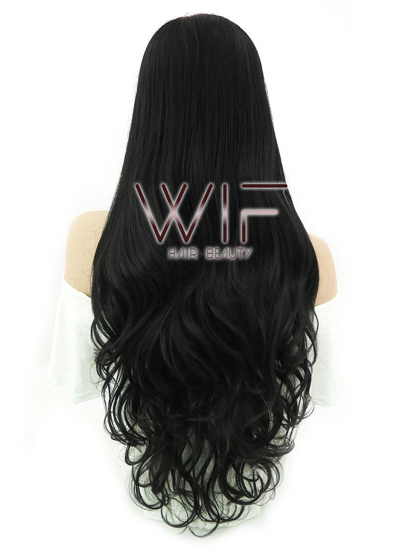 28" Wavy Black Lace Front Synthetic Wig LF686