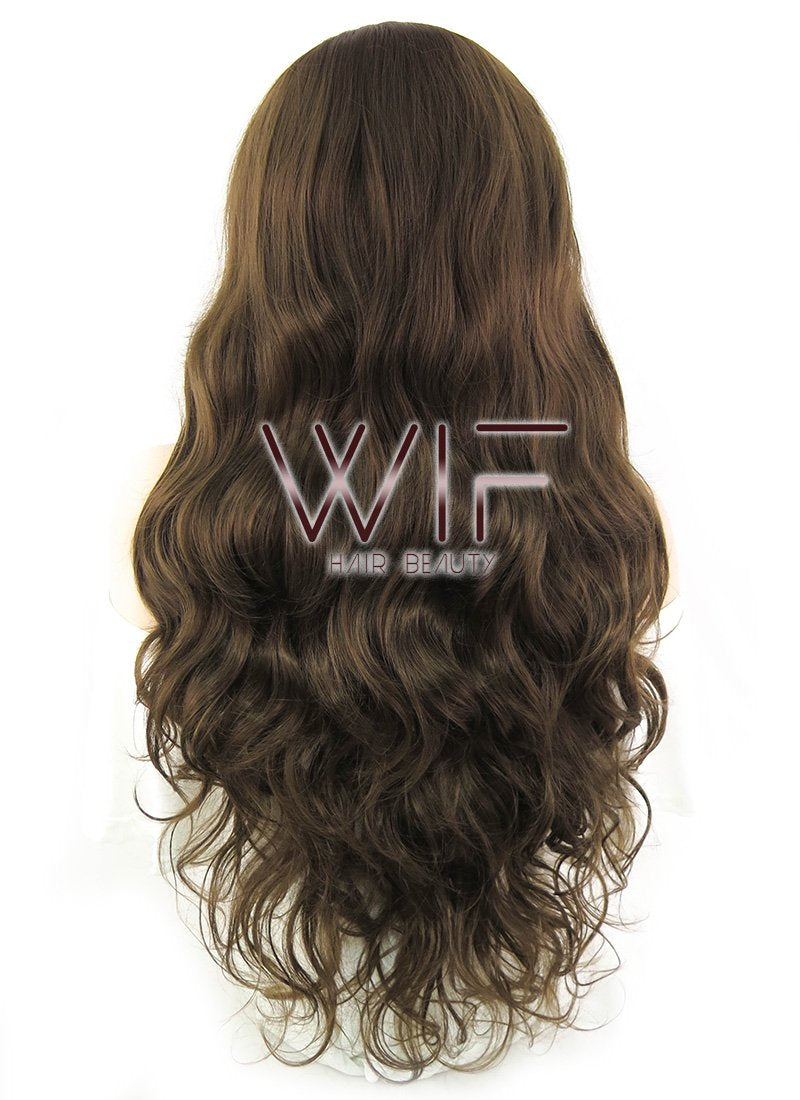 28" Wavy Medium Brown Lace Front Synthetic Wig LF694
