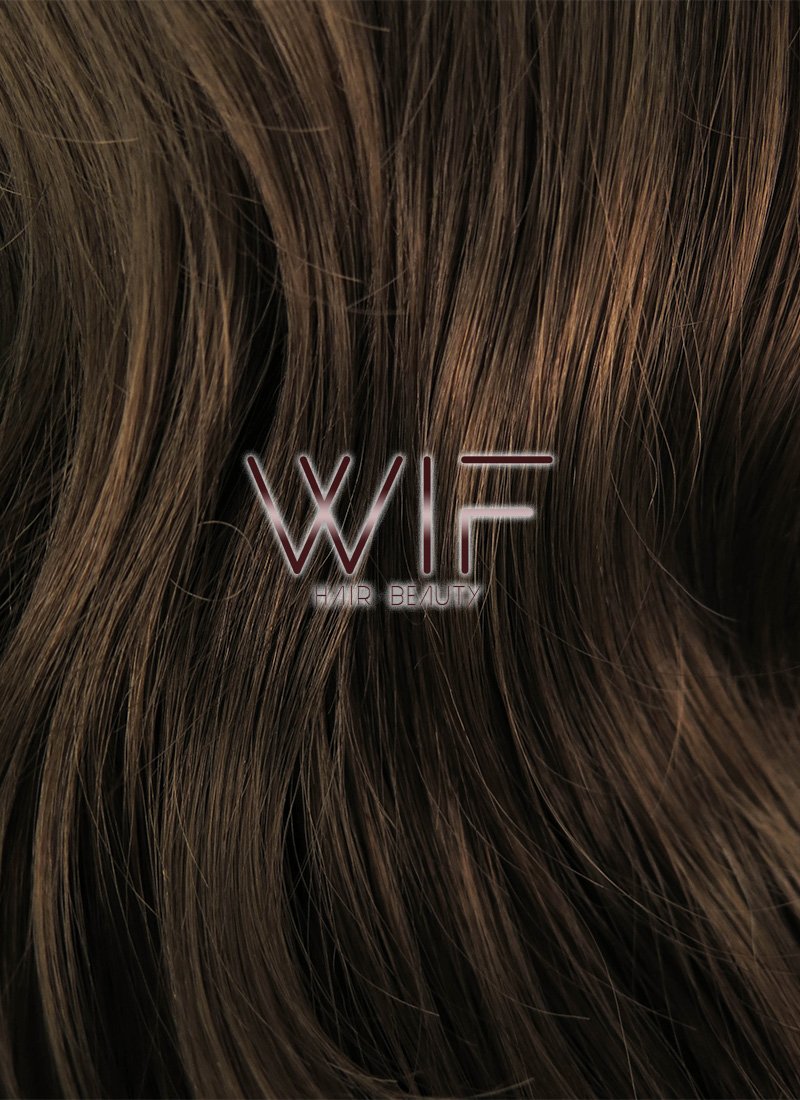 28" Wavy Medium Brown Lace Front Synthetic Wig LF694