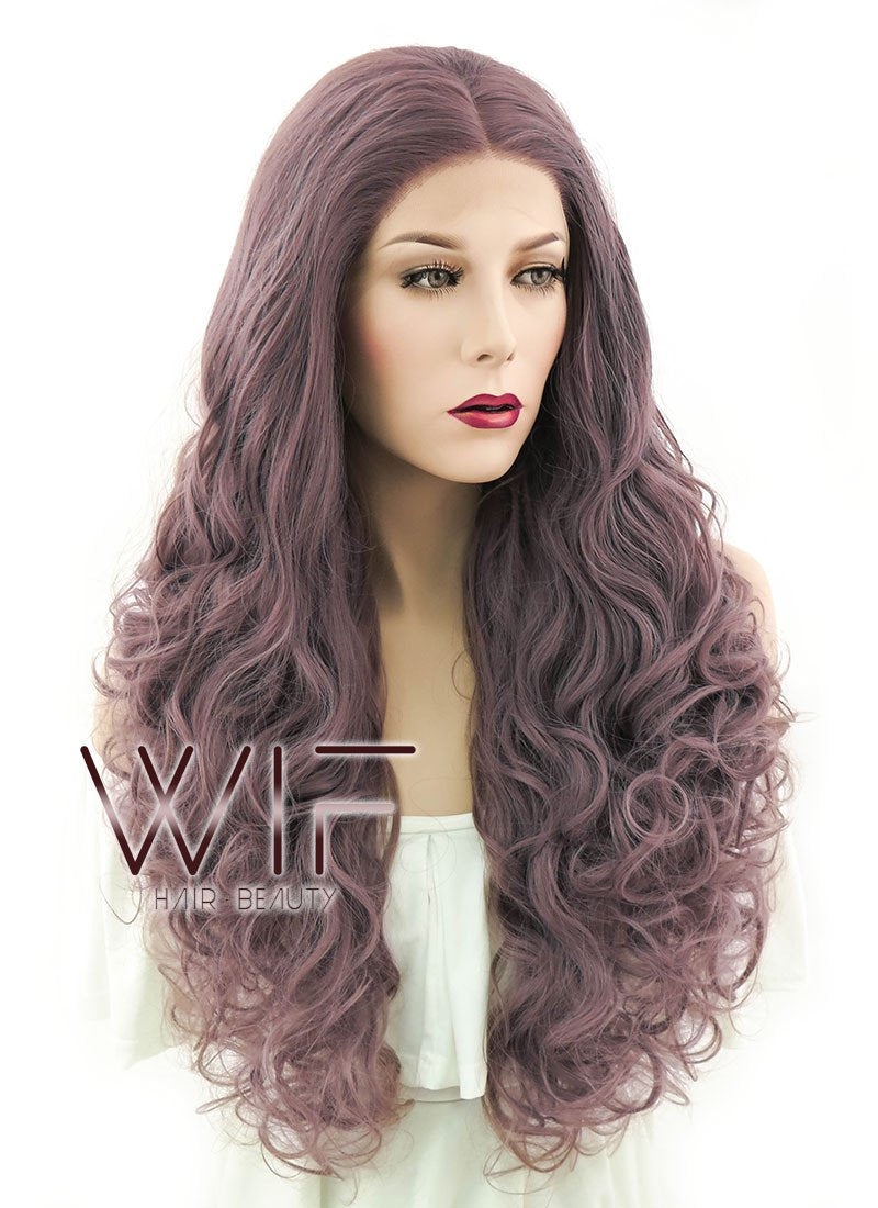 28" Wavy Ash Purple Lace Front Synthetic Wig LF696H