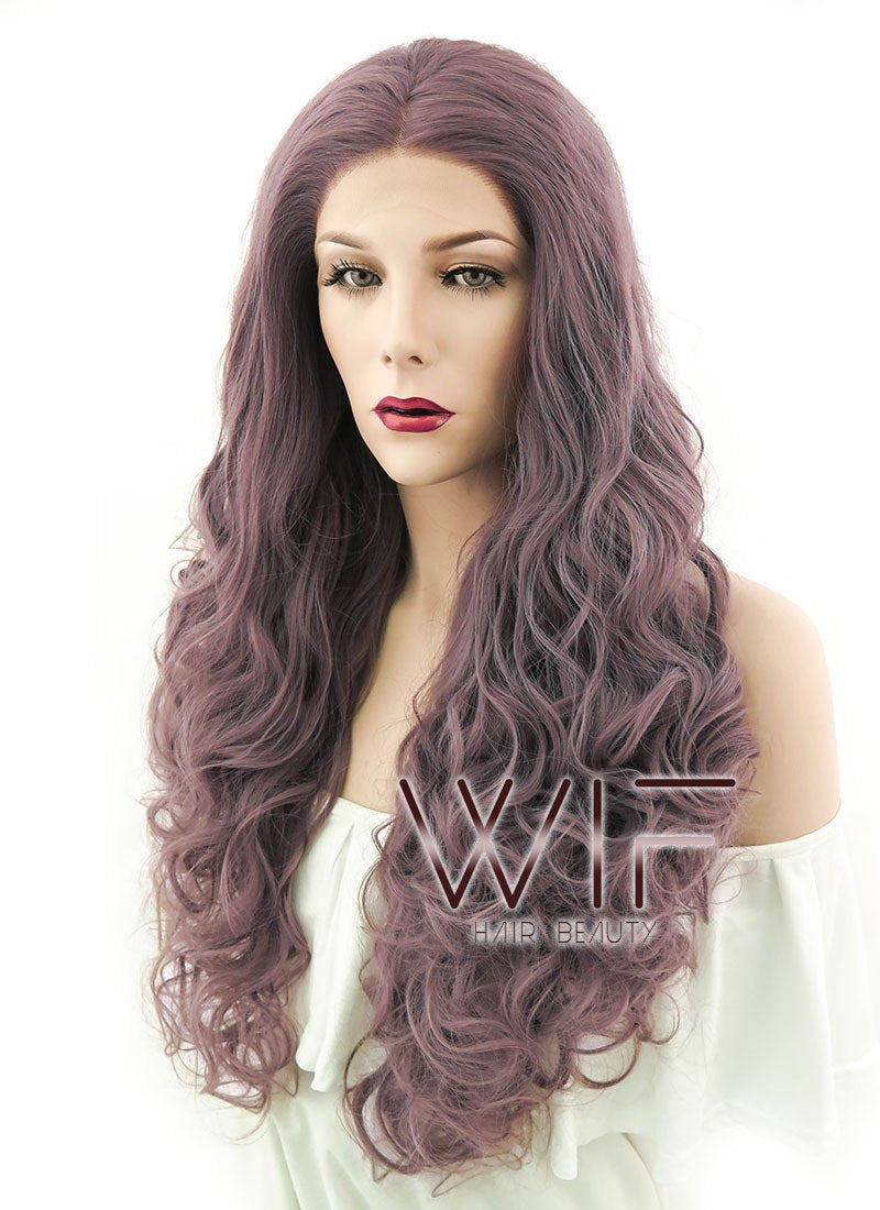 28" Wavy Ash Purple Lace Front Synthetic Wig LF696H