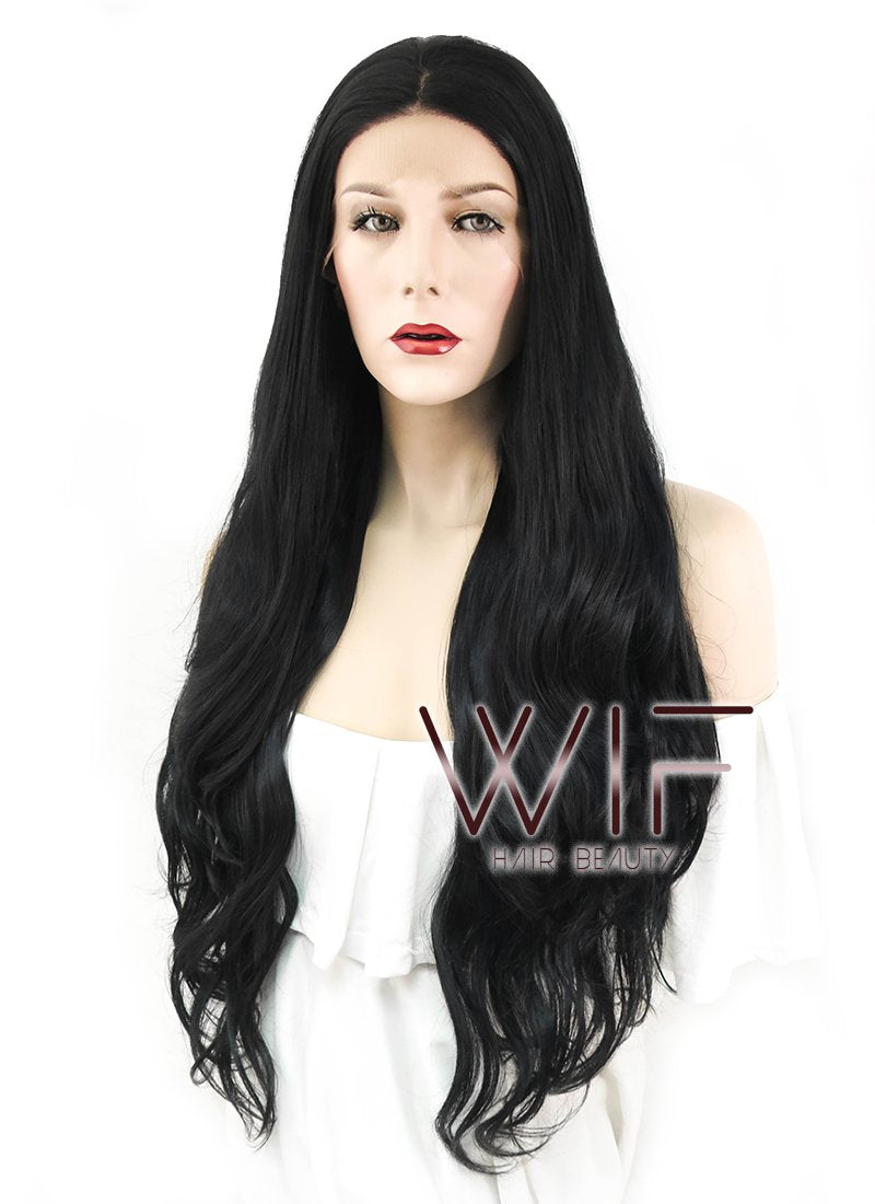 28" Wavy Black Lace Front Synthetic Wig LF697A