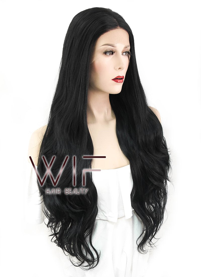 28" Wavy Black Lace Front Synthetic Wig LF697A