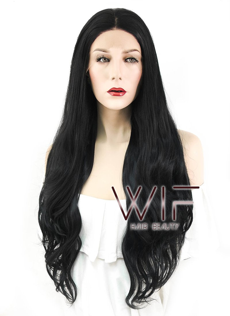 28" Wavy Black Lace Front Synthetic Wig LF697A
