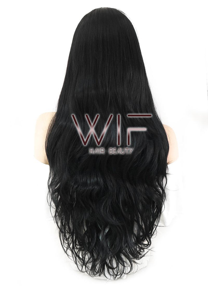 28" Wavy Black Lace Front Synthetic Wig LF697A