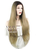 18" / 24" / 28" Wavy Blonde With Dark Roots Lace Front Synthetic Wig LF697