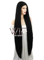 39" Long Straight Yaki Jet Black Lace Front Synthetic Hair Wig LF701R