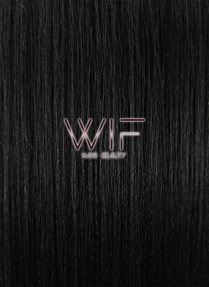 39" Long Straight Yaki Jet Black Lace Front Synthetic Hair Wig LF701R